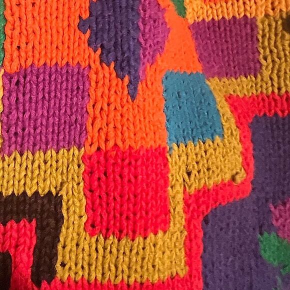 90’s Mixit Black Crew Neck Sweaters with colorful Artistic Designs Size M - Picture 9 of 11